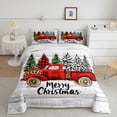thumbnail image 2 of Feelyou Merry Christmas Full Size Comforter Sets, Red Truck Xmas Tree Bedding Comforter Set, Rustic Cabin Reversible Bedding Sets, Super Cozy Room Decor,3 Pieces, 2 of 8
