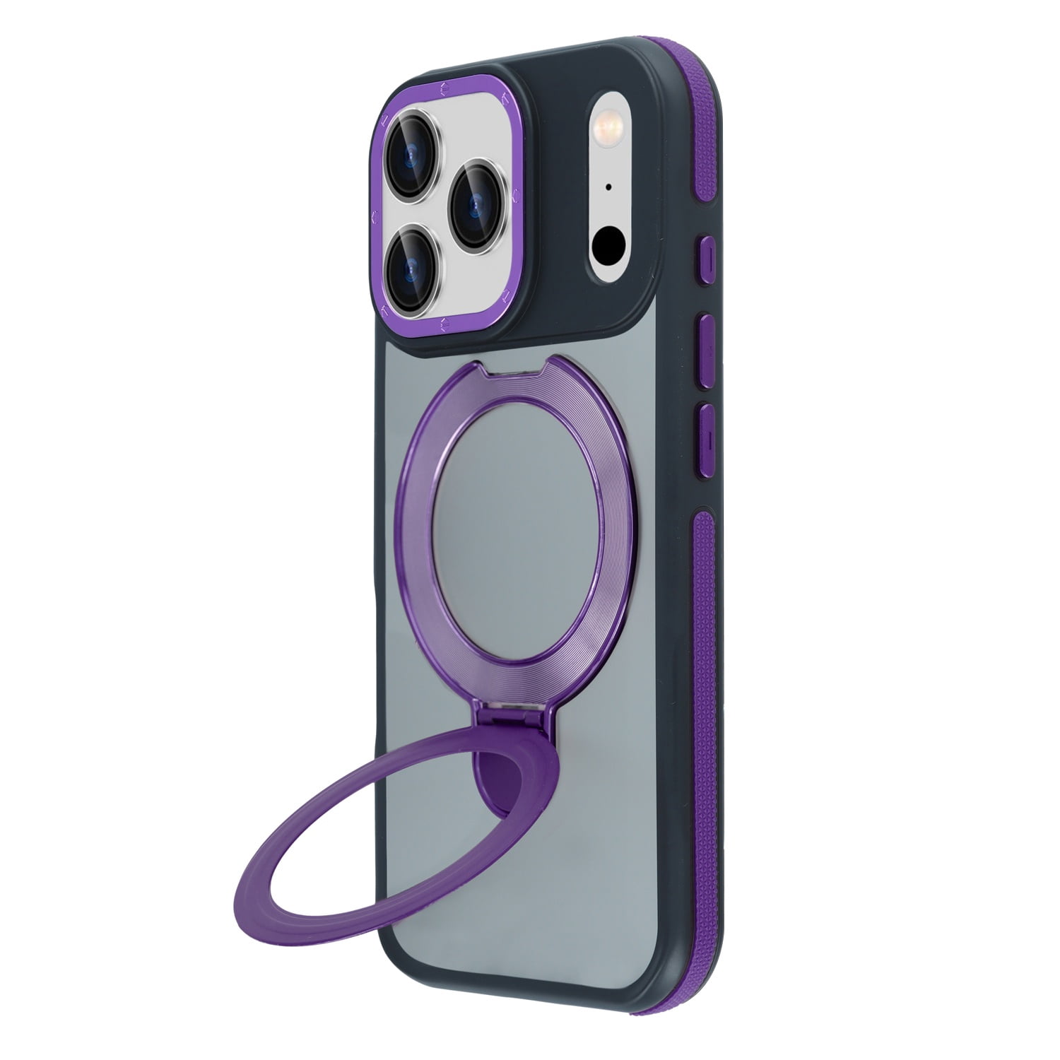 Matte Finish Protective Cover with Wireless Charging and Stand for iPhone 17 Pro Max - Purple