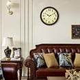 thumbnail image 3 of Geevon 12 IN Retro Wall Clock No Ticking Sound, Wall Clock with Quartz Accents and Vintage Patterns, Battery Operated for Kitchen, Bedroom, Office, Classroom, Living Room Decor (Reddish Brown), 3 of 10