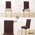thumbnail image 4 of Deconovo - Funda elástica a rayas para silla de comedor, extraíble, corta, de jacquard, para boda, juego de 4, color marrón, 4 of 7