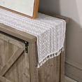 thumbnail image 2 of Xiao Hua Camino de mesa rústico bohemio para comedor, de estilo rústico, para mesa de centro, de 180 cm de largo, tejido en macramé, para decoración navideña otoñal de cocina, 33 x 180 cm (blanco), 2 of 5