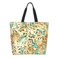 thumbnail image 3 of Large Capacity Single Shoulder Shopping Bag 19.7×15.7×5.9in Main Pocket Large To Accommodate Your Daily Needs Can Be Portable Can Be A Single Shoulder Back Tiger Skin Print Style Lightgreen_2, 3 of 8