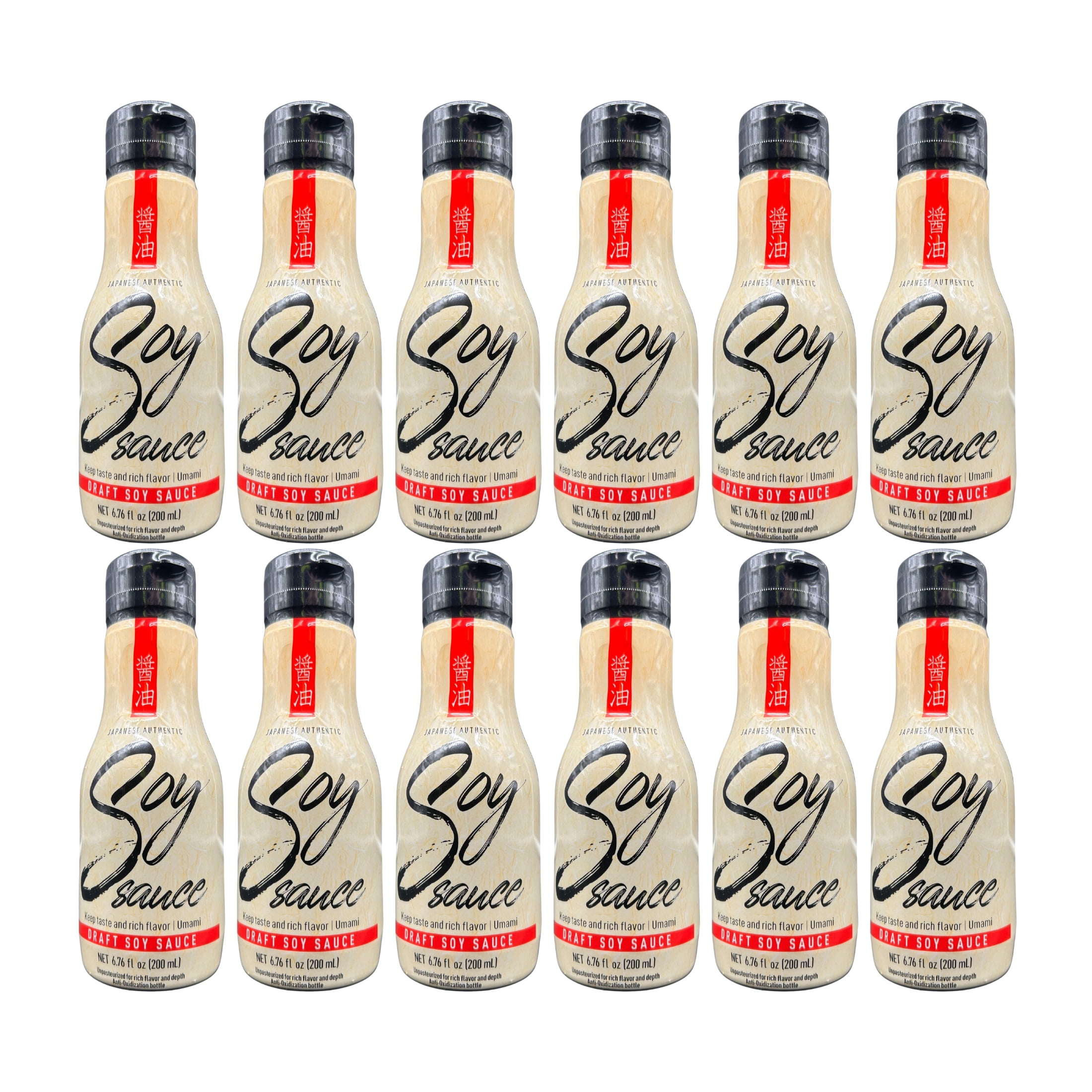 SHIRAKIKU Draft Soy Sauce Regular Squeeze Bottle, 200ml, 12 pack
