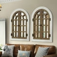 thumbnail image 5 of FRMALL Arched Mirror Window Mirrors for Wall Decor 20"x30" Wood Frame, Brown White, 5 of 10
