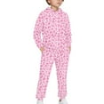 thumbnail image 2 of DISNIMO Pink Leopard Print Hoodies Sets for Girls 2 Piece Outfits Fall Hoodies for Girls Pullover Sweatshirt with Pockets for Kids Hoodie and Jogger Set Boys Drop Shoulder Hoodie 10-12, 2 of 7