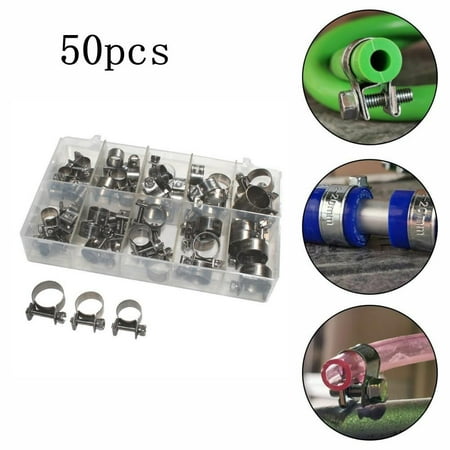 

Mduoduo Small Hose Clips Nut and Bolt Fuel Line Clamps Petrol Pipe Diesel Air Small Clamp 50 Pcs