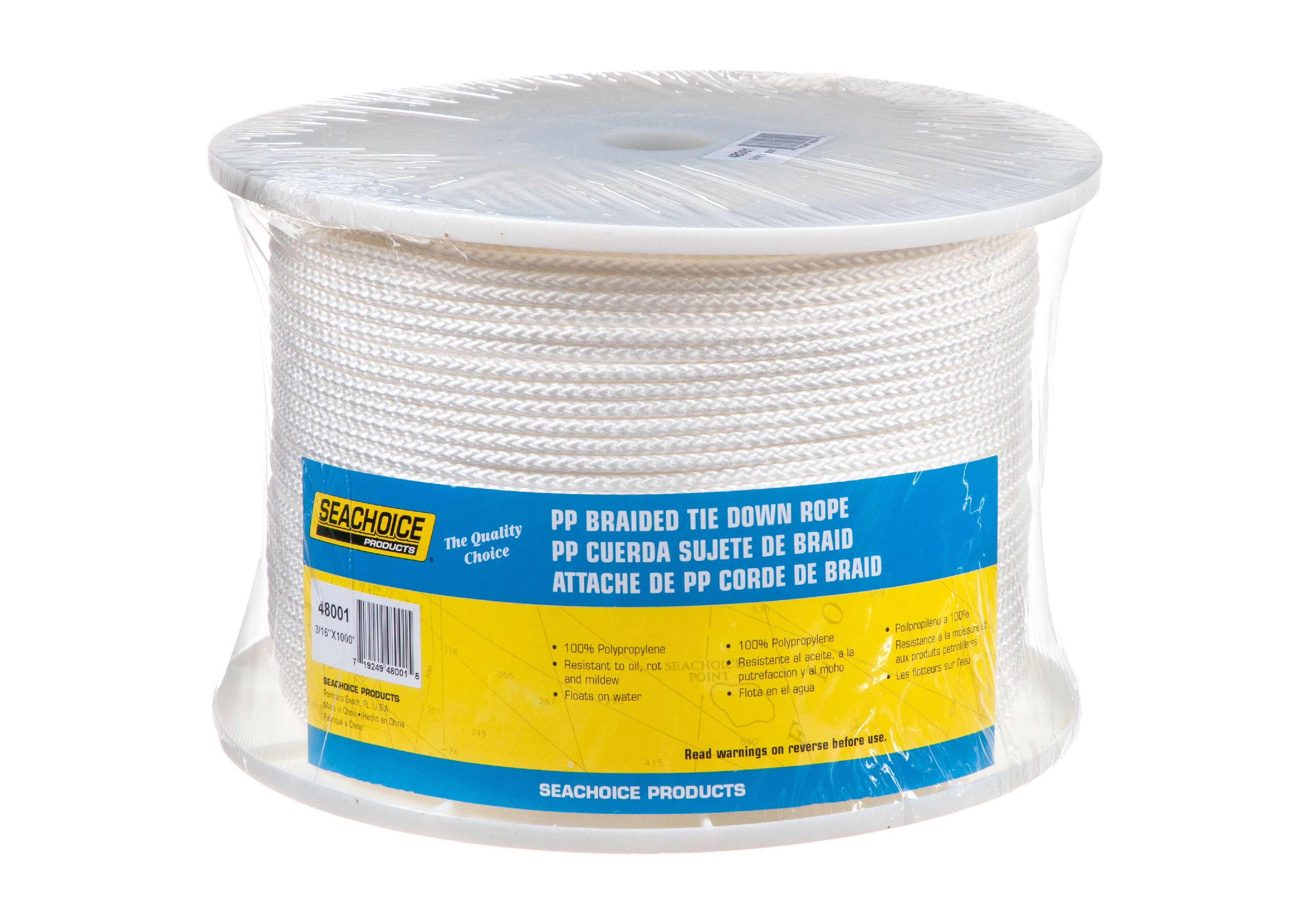 Seachoice 48001 White General Purpose Tie Down Cord 1000' Spool