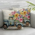 thumbnail image 3 of Creowell  Blue Truck Hydrangea Spring Throw Pillow Covers Pink Floral Outdoor Spring Summer Decor Farmhouse Lumbar Decorative Throw Pillows Cases Decorations for Couch Sofa Porch, 3 of 5