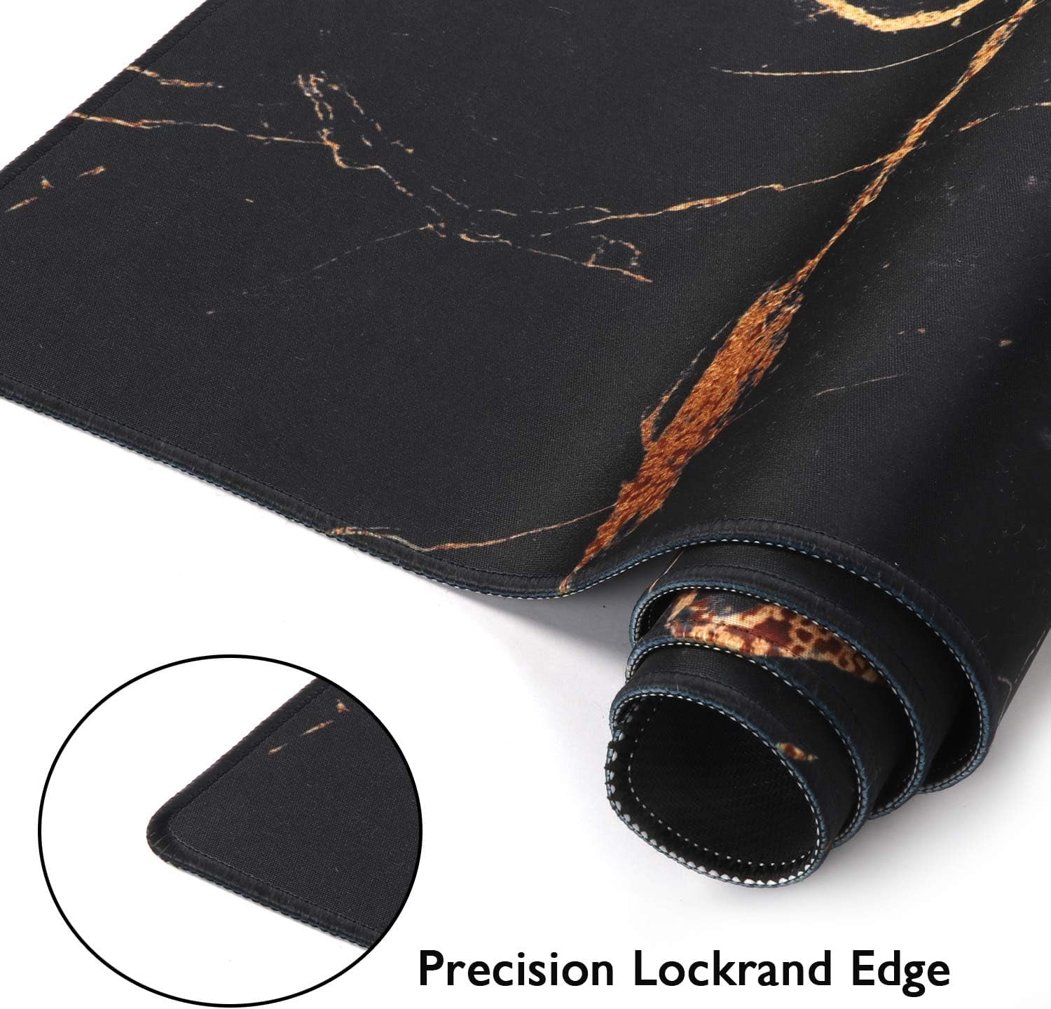 Extended Gaming Mouse Pad - Non-Slip Water-Resistant Rubber Base Computer Keyboard Mouse Mat, Desk Pad 35.1 x 15.75-inch 2.5mm Thick XX-Large, Ideal Partner for Work & Game,Black Gold