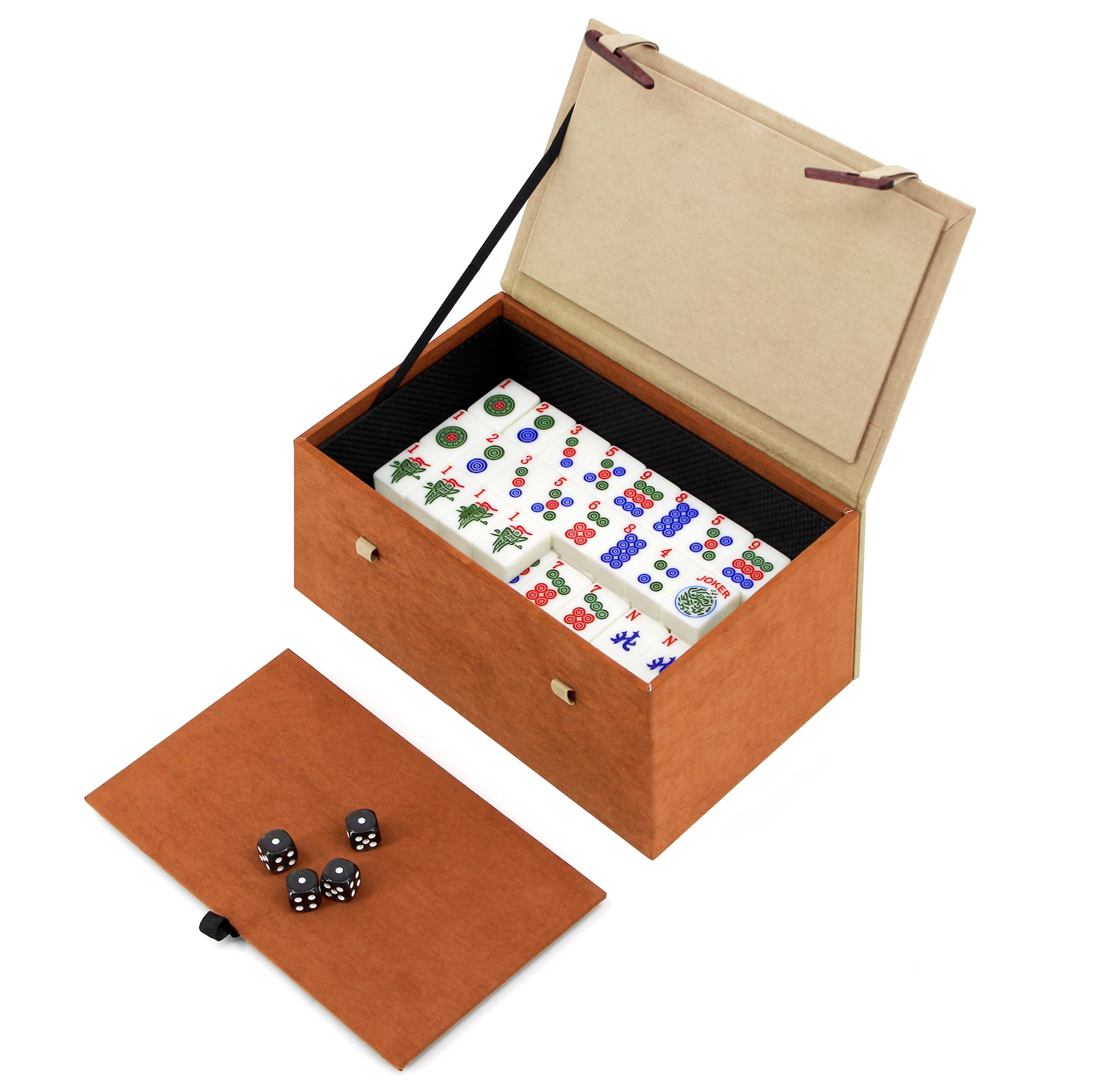 Complete American Mahjong Set with 166 White Tiles (1.2"), 4 Dice, and A Storage Case, Ideal for Game Nights and Gifts