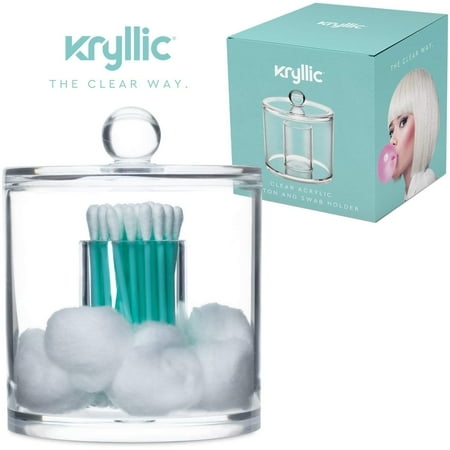 Acrylic Organizer Box (Kryllic Clear Q-Tips Cotton Balls Acrylic Organizer, Storage Box for Cotton Swabs, Make Up Pads, Cosmetics & More - For Bathroom &)