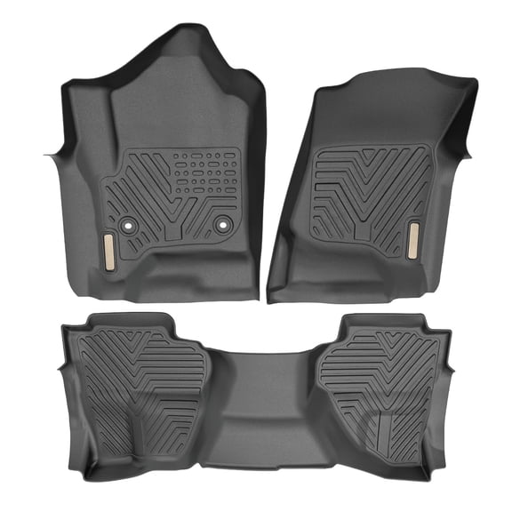 RVNI TPE Rubber Front and Rear 3-Piece for 2014-2019 Chevy Silverado GMC Sierra Floor Mats Set, All-Weather Protection