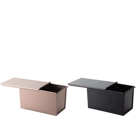 

2 Pack Loaf Pan with Lid 1 lb Non-Stick Bread Toast Mold Carbon Steel Corrugated Bread Toast Box Mold for Baking Bread Pan Bread Tin for Homemade Cakes Breads and Meatloaf(Champagne Gold)