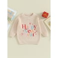 thumbnail image 2 of Bagilaanoe Newborn Baby Girl Boy New Year Clothes Knitted Sweater Long Sleeve Letters Embroidery Pullover 3M 6M 9M 12M 18M Infant Warm Jumpers Tops Fall Loose Knitwear, 2 of 9