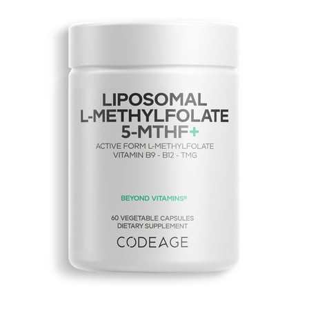 Codeage Liposomal L-Methylfolate 5-MTHF  - Active Vitamin B9, Methylcobalamin B12, Betaine TMG, B6-2-Month Supply Multivitamins - Liposomal Delivery - Bioavailable B-Vitamin Complex - 60 Capsules