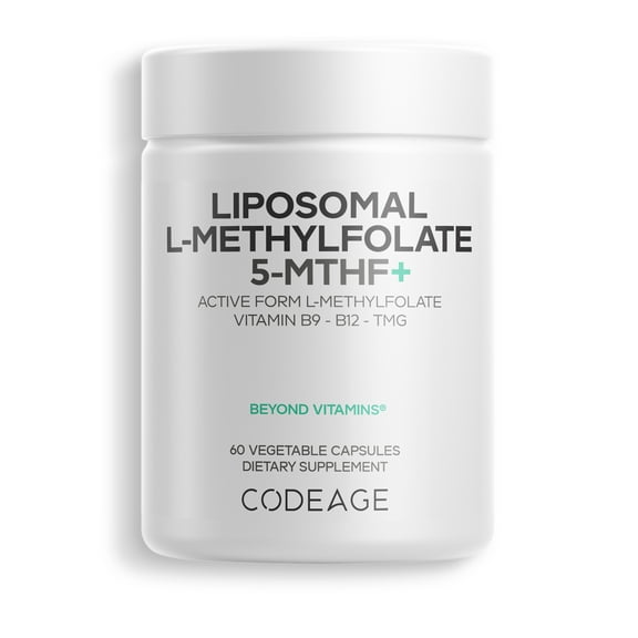 Codeage Liposomal L-Methylfolate 5-MTHF  - Active Vitamin B9, Methylcobalamin B12, Betaine TMG, B6-2-Month Supply Multivitamins - Liposomal Delivery - Bioavailable B-Vitamin Complex - 60 Capsules