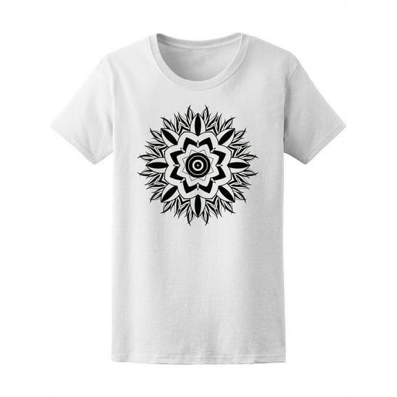 Black Floral Mandala T-Shirt Women -Image by Shutterstock, Female Medium