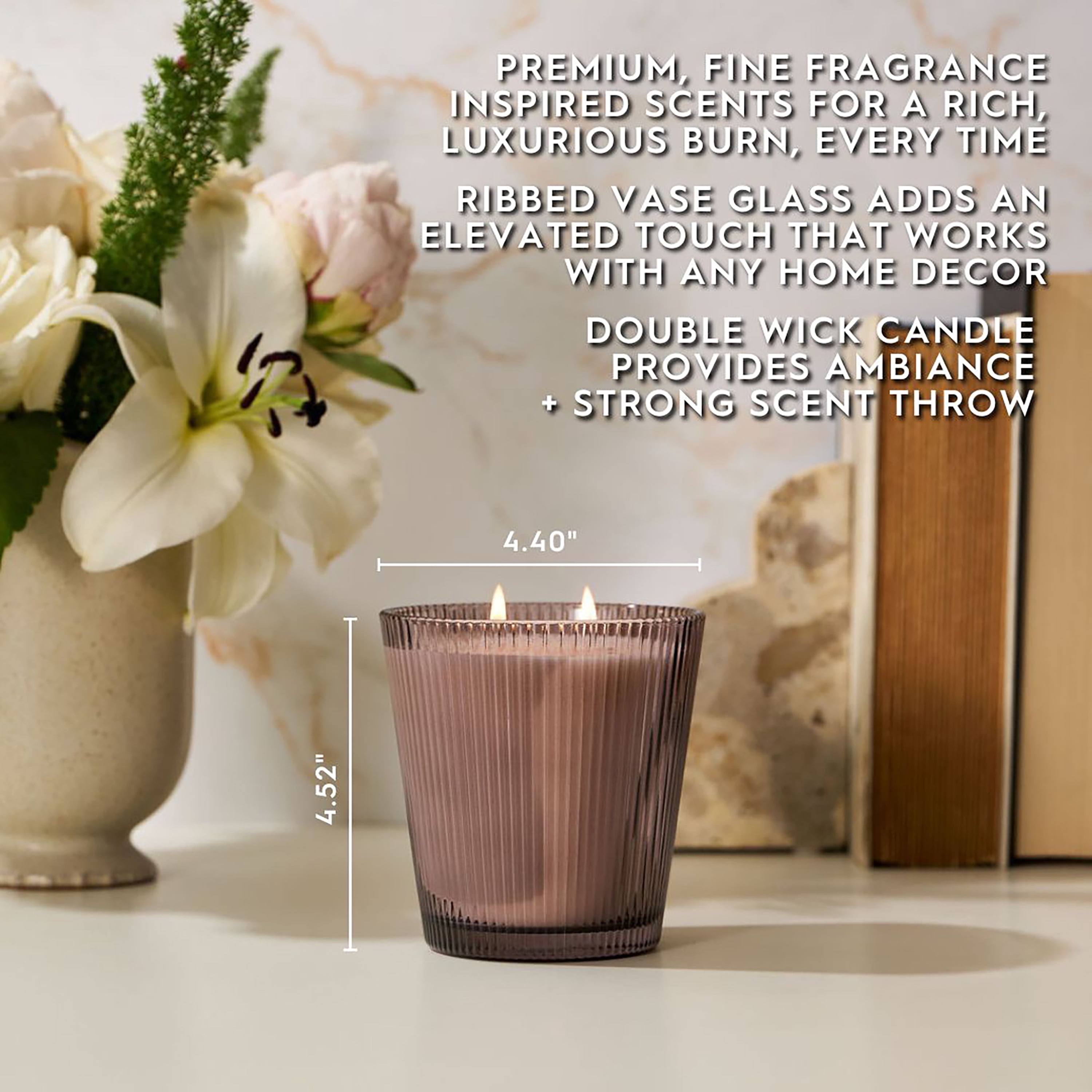Better Homes & Gardens Fine Fragrance Collection Flower Burst Scented 2-Wick 16 oz Ribbed Jar Candle