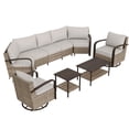 thumbnail image 2 of EAGLE PEAK Coastal Vista 9PCS Patio Furniture Outdoor Sectional Sofa Wicker Conversation Set with Rocking Chairs and Coffe Table and Side table, Beige Cushion, 2 of 8