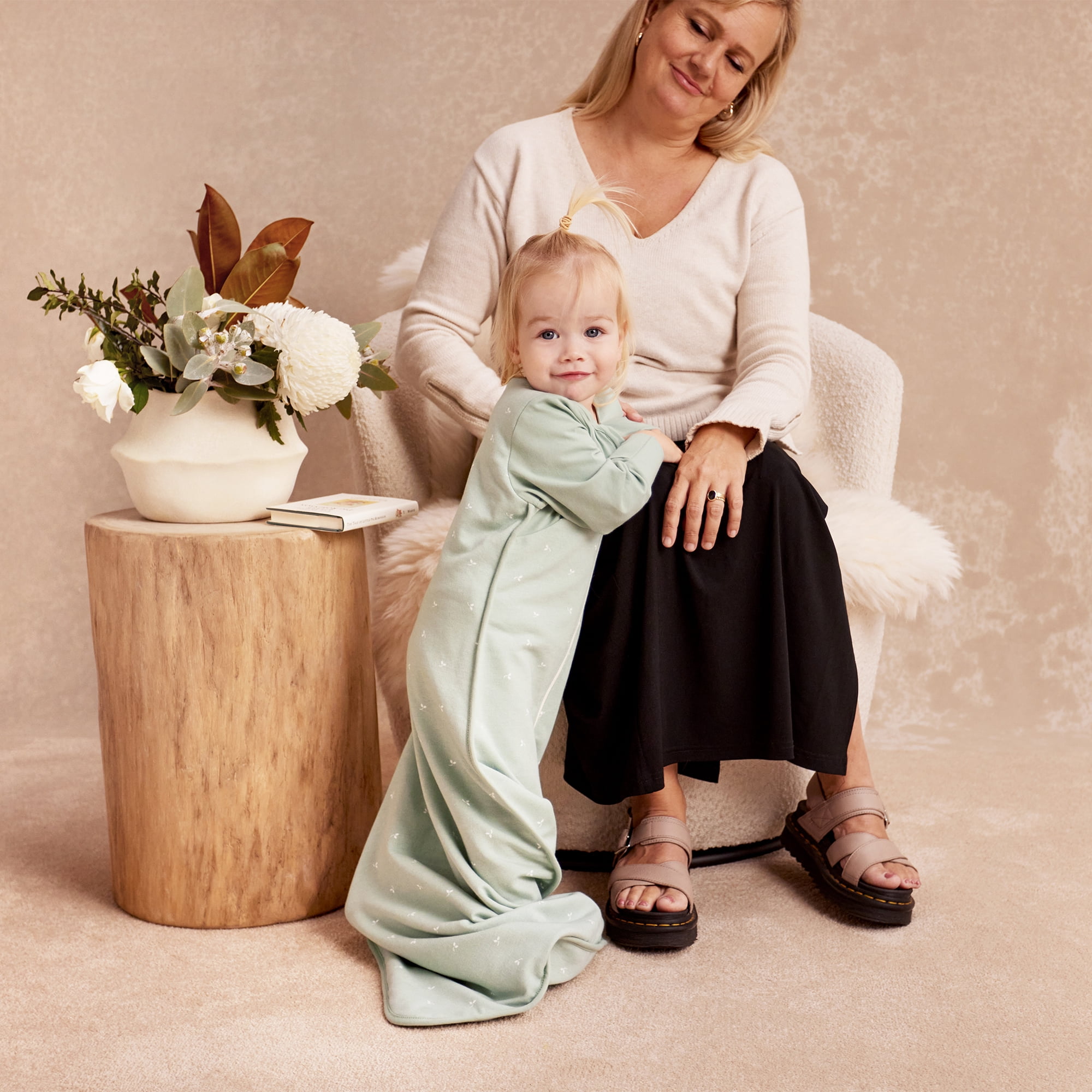Love to Dream Long Sleeve Sleep Bag Wearable Blanket Organic Cotton Fleece 1.5 TOG, 6-18M Olive Twigs