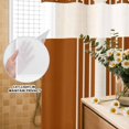 thumbnail image 3 of No Hook Shower Curtain, Burnt Orange Beige Striped Shower Curtains for Bathroom with See Through Top Window, Modern Farmhouse Retro Lines Waterproof & Washable Bath Curtain Stall 48"x72", 3 of 9