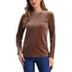 thumbnail image 4 of Blusa de terciopelo elástica de manga larga y cuello redondo para mujer INSPIRE CHIC XL marrón, 4 of 5