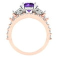 thumbnail image 4 of Clara Pucci 14K Rose/White Gold 2.94 Natural Amethyst Engraveable Engagement Ring + Wedding Band Set, 4 of 7