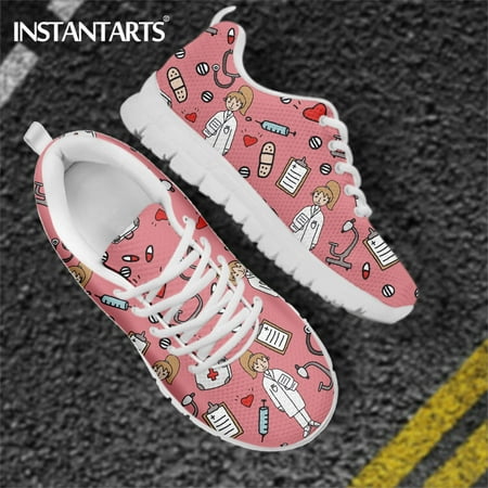 

Casual Shoes For Women Sneakers Pink Surgical Medical Sketch Physio Print Nurse Shoes Woman Flats Shoes For Ladies Footwear 2023
