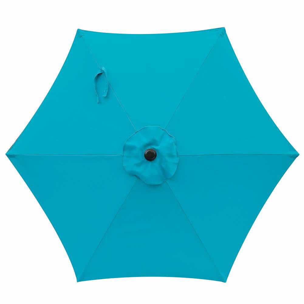 Royalcraft 7.5 Ft Patio Umbrella Outdoor Market Table Umbrella with Push Button Tilt and Crank, 6 Ribs, Polyester Canopy, Turquoise