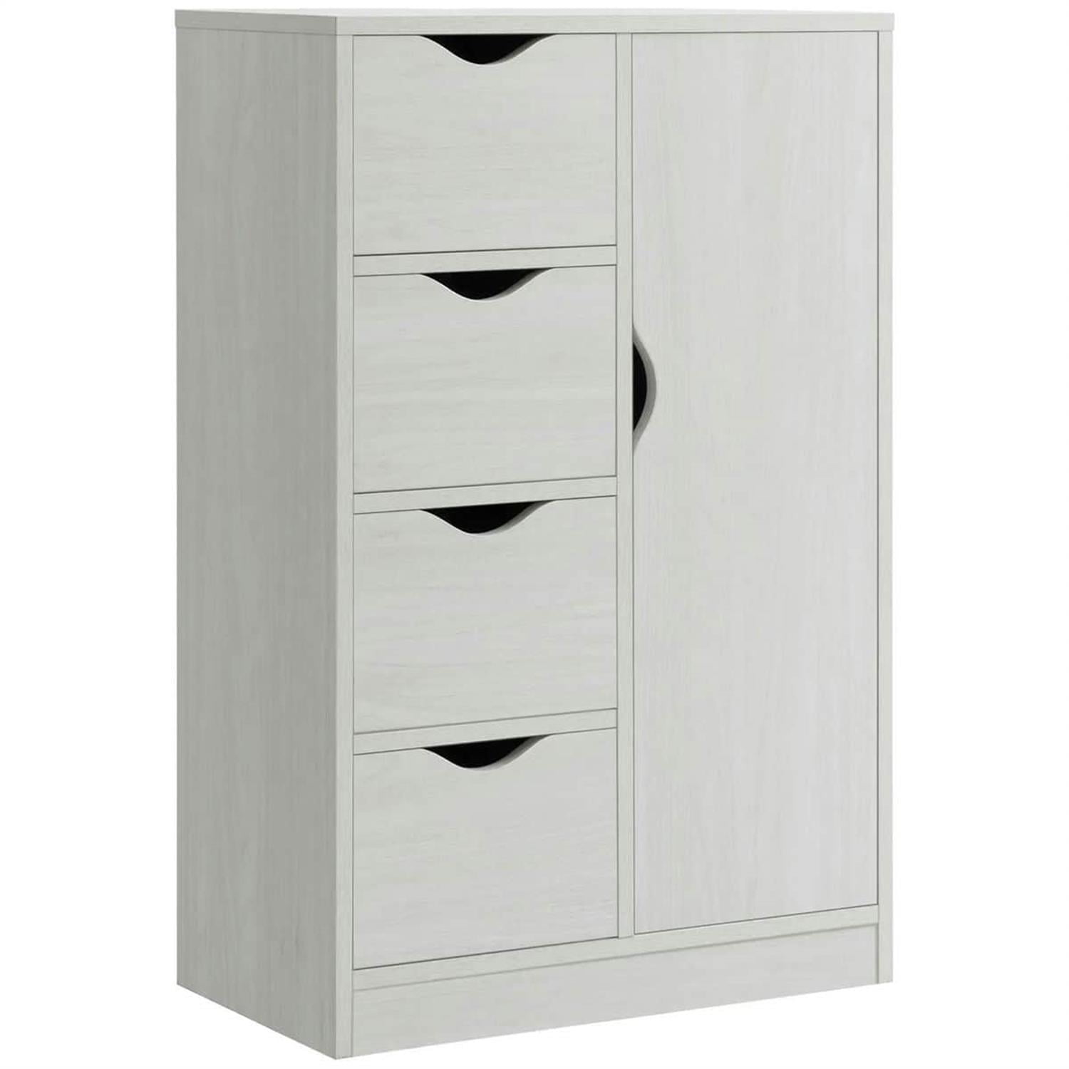 Demi Bonn 32" Freestanding Storage Cabinet, Modern 4-Drawer Bathroom Floor Cabinet, Space-Saving, White