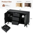 thumbnail image 3 of 47" Black Sideboard Buffet Cabinet with 3 Drawers, Fluted Modern Buffet Cabinet with Storage, 2 Doors Sideboard Cabinets Accent Credenza for Dining Room, Living Room, Entryway, 3 of 7