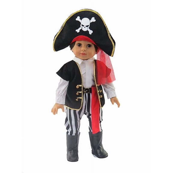 Eye Patch Pirate Halloween Costume| Compatible with 18" American Girl Dolls, Madame Alexander, Our Generation, etc. | 18 Inch Doll Clothes