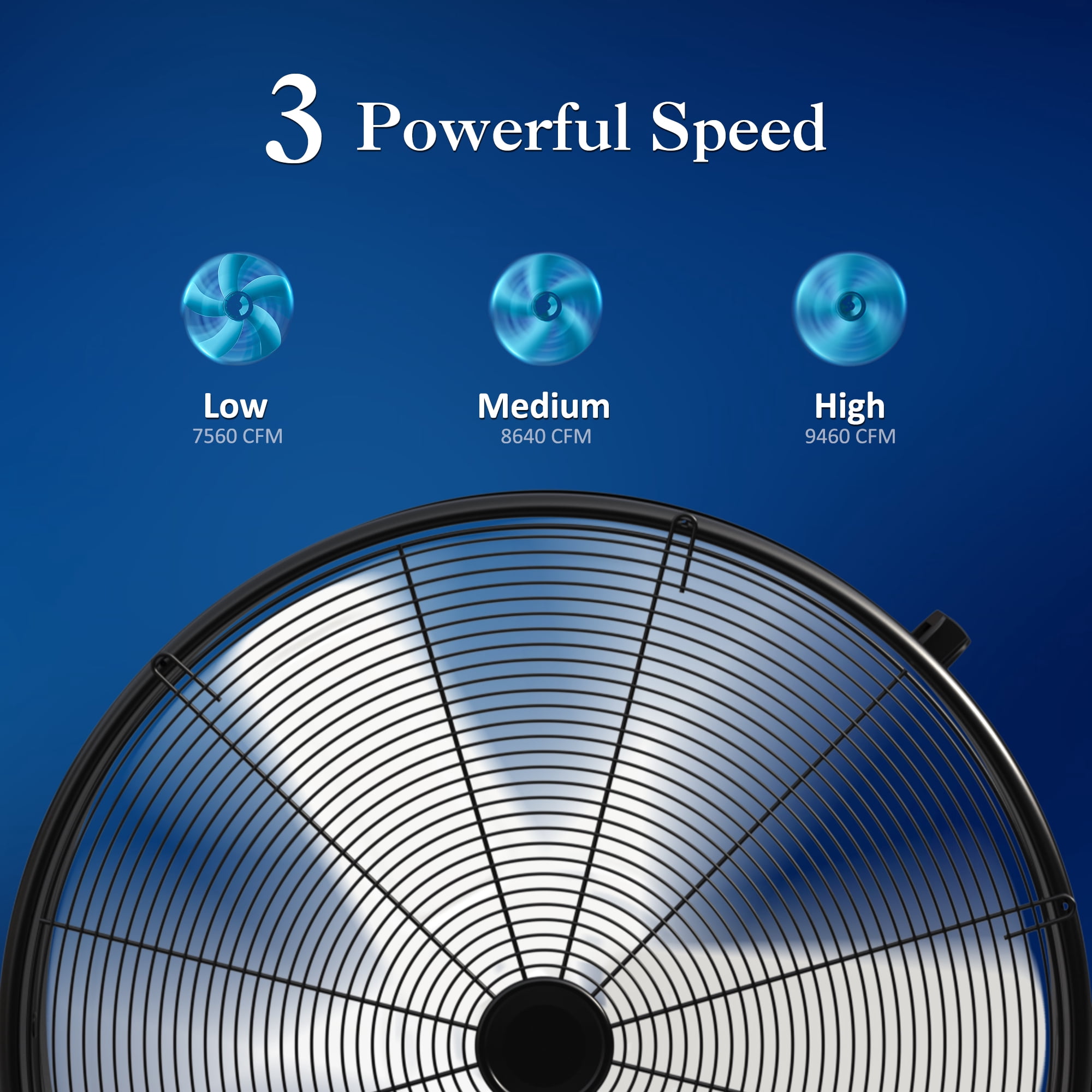 24” Industrial Drum Fan, 9260 CFM High Velocity Floor Fan, 3 Speed Air Circulator w/180°Tilt, Black
