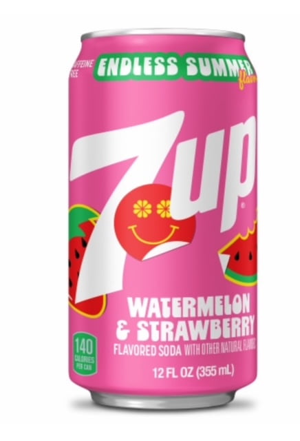 7UP Caffeine Free Watermelon Strawberry Soda Cans, 12 pack of 12 oz cans