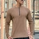 thumbnail image 3 of pstuiky camisas de manga larga para hombre, Camisa blusa de cuello redondo con cremallera de color liso para hombre camisetas de hombre l, 3 of 3