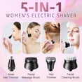thumbnail image 4 of Skdwakiz Electric Razor for Women Legs, 5-in-1 7D Rechargeable Cordless Body Head Shavers, IPX6 Waterproof Wet/Dry Bikini Trimmer Hair Epilator, Trimmer for Lady Face Underarms Pubic, Pink, 4 of 11