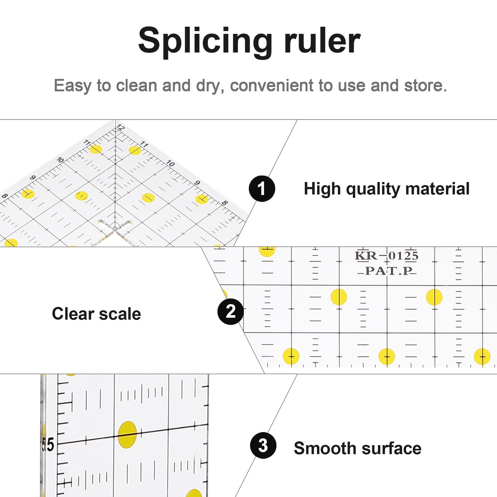 Raindrops Patchwork Slotted Ruler for Fabric Cutting, Measuring, Sewing, Quilting, and Quilt Making Tools