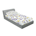 thumbnail image 2 of Ambesonne Floral Fitted Sheet & Pillow Sham Set, Blossoming Wild Flowers, Twin, White Yellow Purple, 2 of 2
