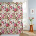 thumbnail image 4 of Shower Curtain Watercolor Peony Dahlia Shower Curtains for Bathroom Decor, Waterproof Polyester Shower Curtain Set with Hooks, Small Stall Size 36" x 72" Spring Floral Leaf, 4 of 9
