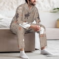 thumbnail image 7 of Yiaed Chicken Print Men’s Pajamas Set - Long Sleeve Button Down Sleep Shirt and Pajama Bottoms Sleepwear Set Mens Pjs Sets Men's Pajama Bottoms-Medium, 7 of 7