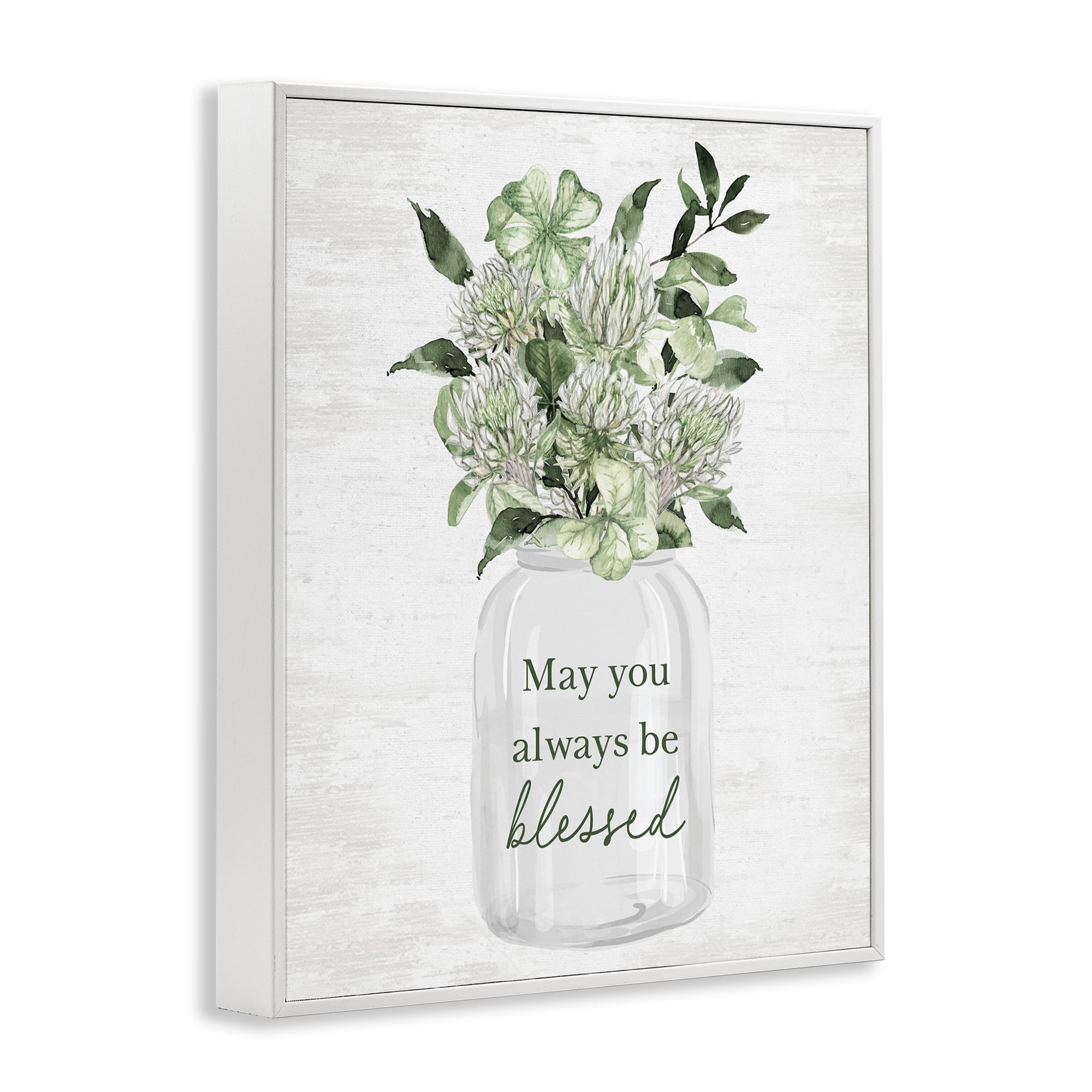 Stupell Industries Be Blessed Bouquet Botanical & Floral Painting White Framed Art Print Wall Art, 24 x 30