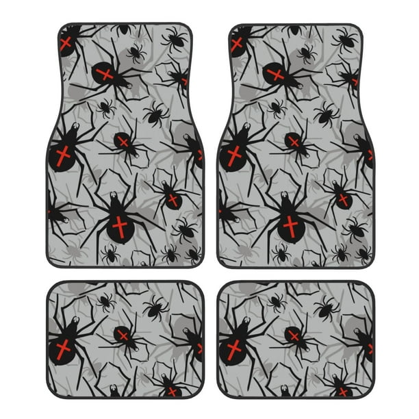 Fotbe Spiders Juego de 4 Tapetes para Auto con Estampado – Alfombrillas de Goma Reforzada, Diseño Antideslizante, Protección para Todo el Año – Vehículos, Autos, Camionetas y SUVs