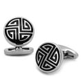 thumbnail image 1 of Alamode TK1257 Men High Polished Stainless Steel Cufflink with Epoxy in Jet, 1 of 1