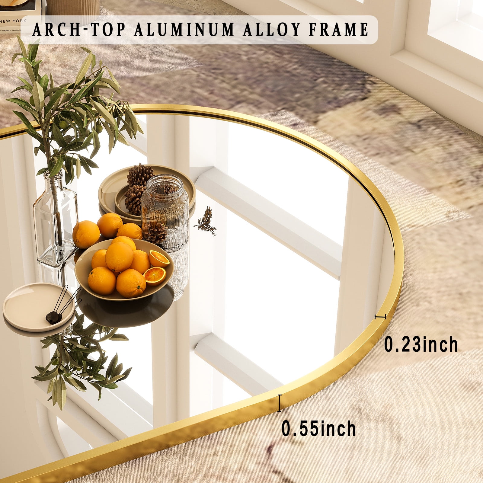 BEAUTYPEAK Arched Full Length Floor Mirror 58