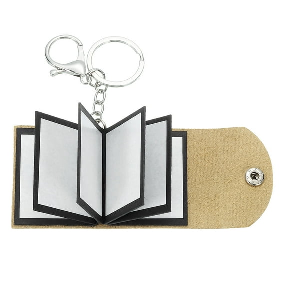 Custom Keychain with Pictures, Personalized Leather Mini Photo Album Keychain with 10 Pictures DIY Small Memory Keyring Book for Family, Gold