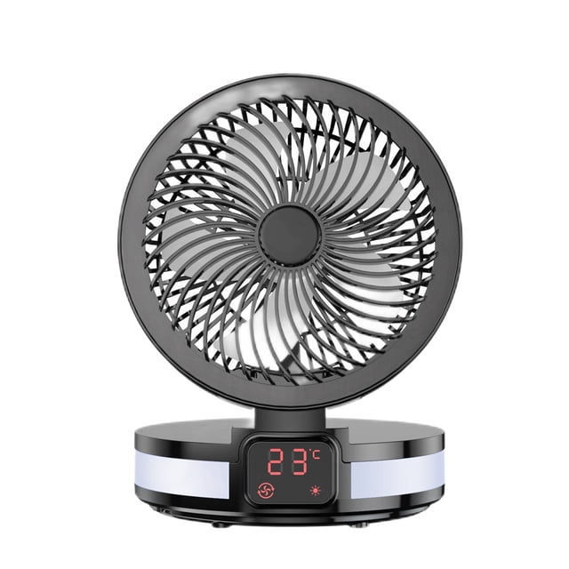 Bearachild Ventilador eléctrico de escritorio, recargable, ajustable, silencioso, interruptor táctil, luz, ventilador de circulación multifuncional para Electrodomésticos Negro Bearachild HA063635-01B
