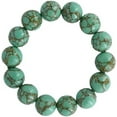 thumbnail image 2 of Turquoise Golden Lines Bracelet Turquoise Beads Bracelet Turquoise,Green,12MM, 2 of 6