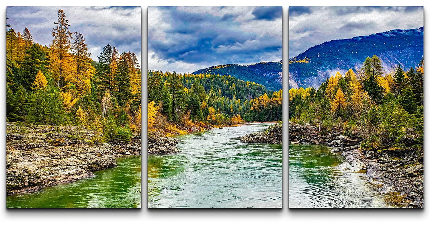 wall26 Canvas Print Wall Art Set Colorado River Rapid Autumn Mountain  Nature Wilderness Photography Realism Decorative Landscape Colorful for Living  Room, Bedroom, Office 24