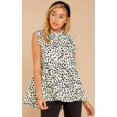 thumbnail image 3 of Women's Tops Casual Floral Print Cap Sleeve Ruffle Neck Loose Babydoll Shirt Blouse Tunic Top, 3 of 8