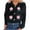 Black, variant on Women's Fuzzy V Neck Cardigan Long Sleeve Floral Button Down Front Sweater Blue M